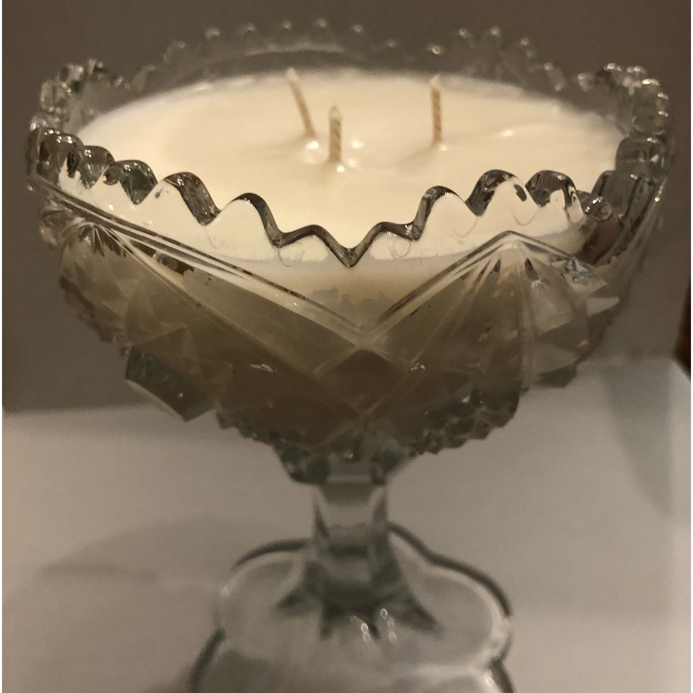 Vintage glass/antique repurposed candle